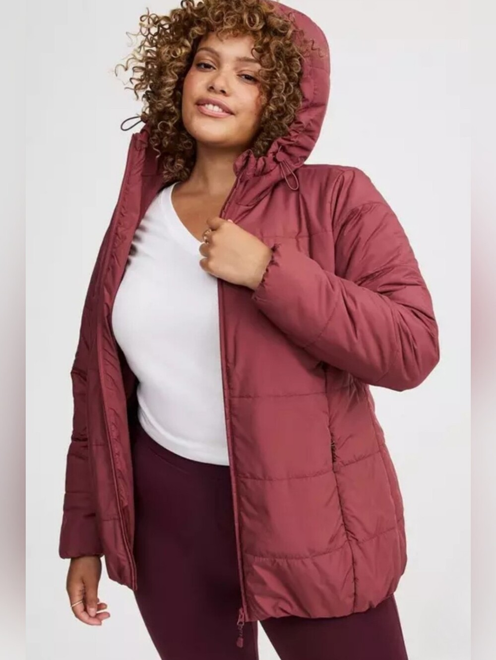 Torrid 5 Quilted Hooded Puffer Jacket   11TO-